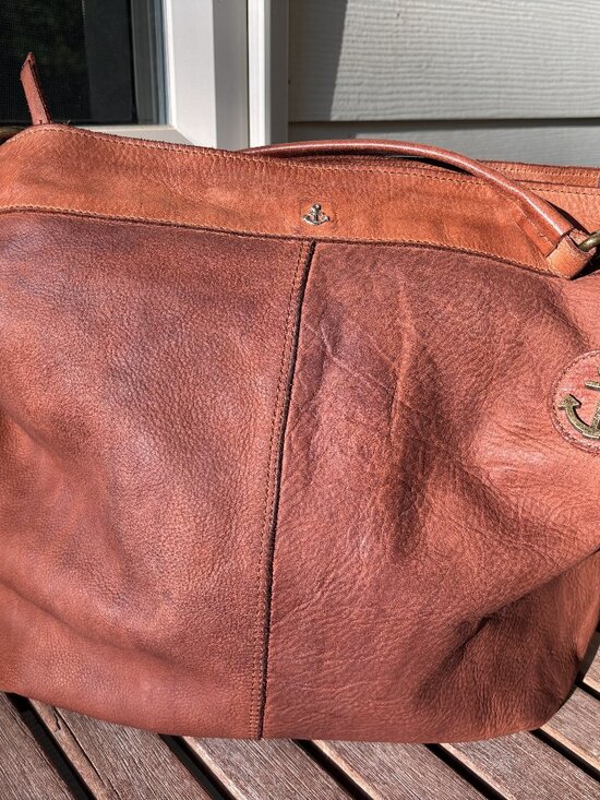 Harbour 2Nd Handbags - Harbour 2nd Soft Distressed Leather Slouchy Hobo Tote Bag Boho Cognac Brown